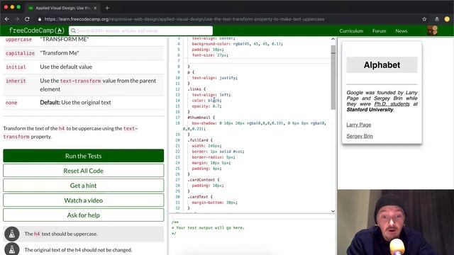 Applied Visual Design - Use the text transform Property to Make Text Uppercase - Free Code Camp смотреть онлайн