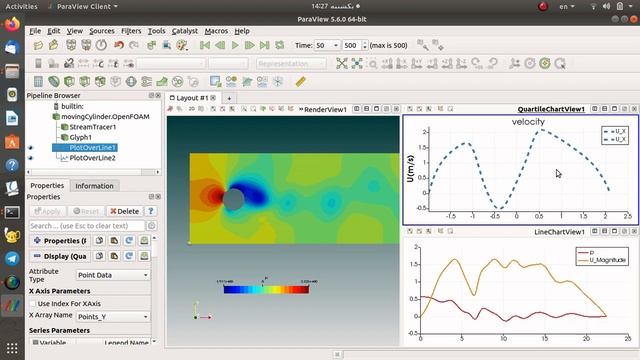 ParaView: probe data and plot over a line смотреть онлайн