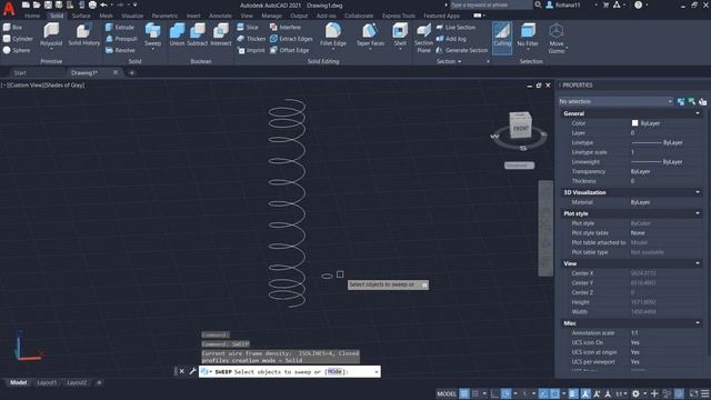 [PART 24] AutoCAD 2021 Solid Helix And Sweep Essential Training For Beginner смотреть онлайн