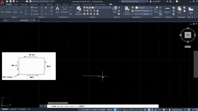 AutoCAD 2021 Tutorial: Draw a rectangle using relative coordinates смотреть онлайн