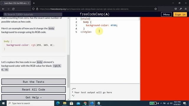 Basic CSS | Use RGB values to Color Elements | freecodecamp | 35 of 44 смотреть онлайн