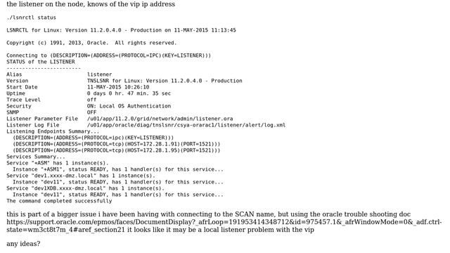 Databases: Oracle RAC, unable to connect to node vip смотреть онлайн