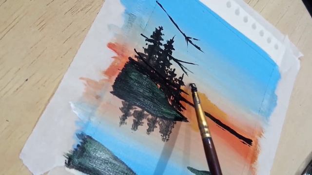 Sunset Seascape Painting Tutorial / Sunset Scenery Drawing / Acrylic Painting For Beginners смотреть онлайн