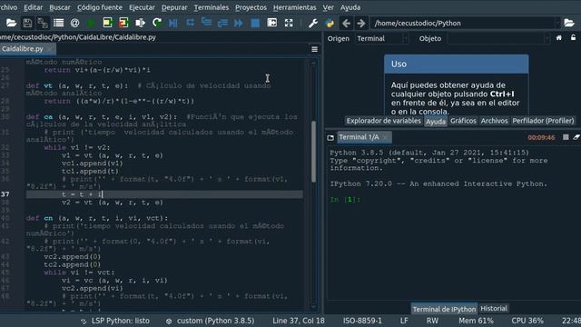 Caída libre paracaidista método analítico vs numérico Chapra y Canale con Python 3.8 en IDE Spyder смотреть онлайн