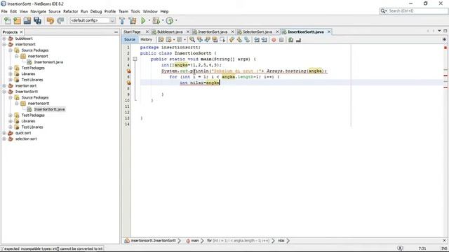 Insertion Sort di Java Netbeans смотреть онлайн