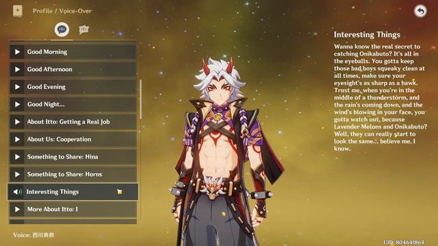 Arataki Itto Voice Lines In Japanese By Takanori Nishikawa (Eng Sub) Friendship Lvl 1