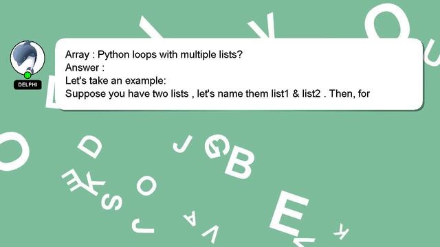 Array : Python loops with multiple lists? смотреть онлайн