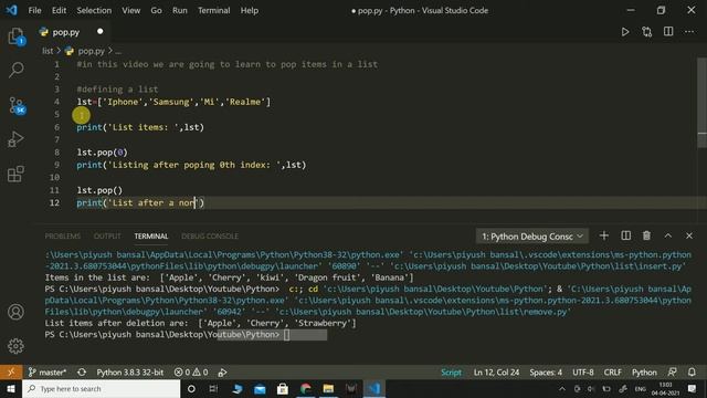 List - Remove Item ( pop() ) | Python | Coding смотреть онлайн