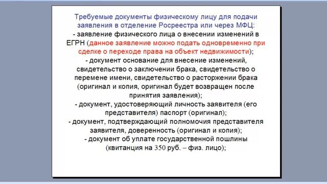 Внесение изменений в ЕГРН (смена фамилии, имени, отчества) смотреть онлайн