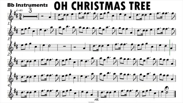 OH CHRISTMAS TREE Bb Instruments Sheet Music Backing Track Play Along Partitura смотреть онлайн
