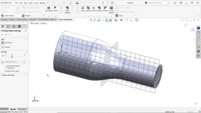 SolidWorks Flow Simulation Tutorial: Nozzle velocity & Pressure смотреть онлайн