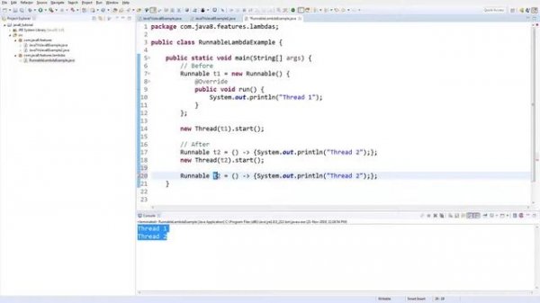 Java 8 Lambda Basics - Runnable Using Lambdas