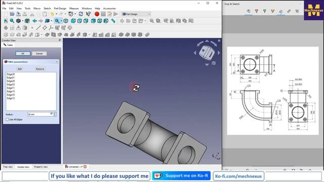 Model Pipe with Flange in FreeCAD | FreeCAD | FreeCAD Part Design | FreeCAD Pipe | Mechnexus| смотреть онлайн