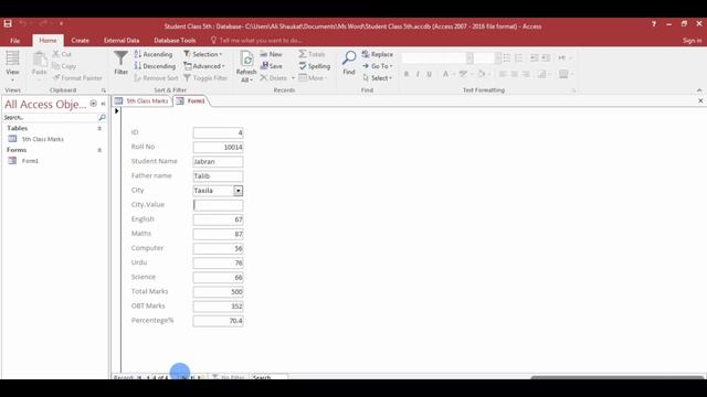 How to Use Microsoft Access Beginner Tutorial|Student Marks Sheet in Ms Access|Adding Sum And %|201 смотреть онлайн