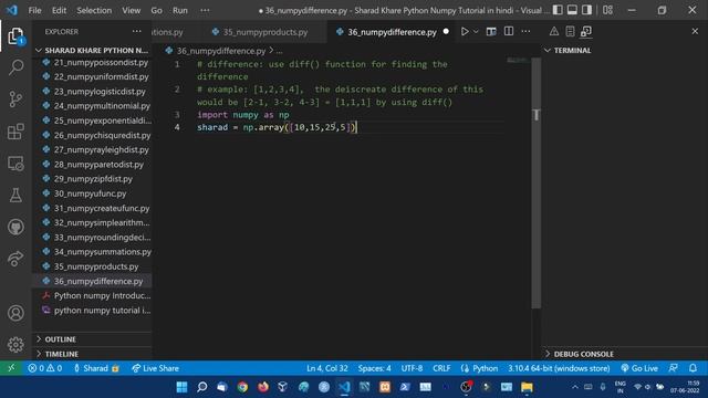 NumPy Differences || To find difference, use diff() function || Python Numpy Tutorial in hindi #36 смотреть онлайн