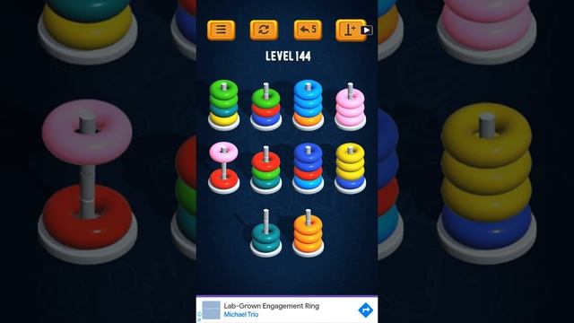 Hoop Sort Puzzle - Color Ring Stack Sorting Game Level 144 Solution смотреть онлайн