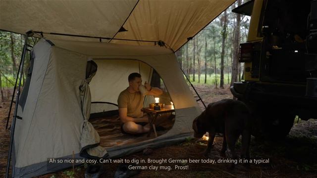 Отдых на природе, в дождливом лесу с палаткой смотреть онлайн