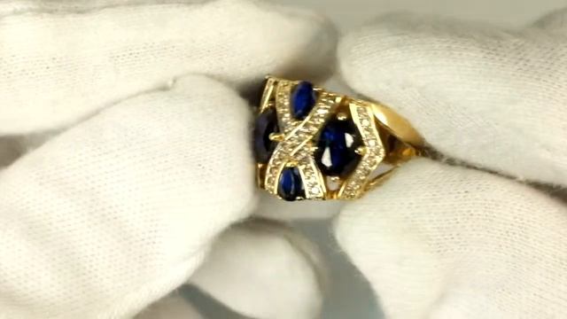 Золотое кольцо с бриллиантами и сапфиром смотреть онлайн