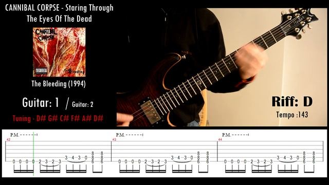 Cannibal Corpse - Staring Through The Eyes Of The Dead - Guitar riffs with tabs / cover / lesson смотреть онлайн