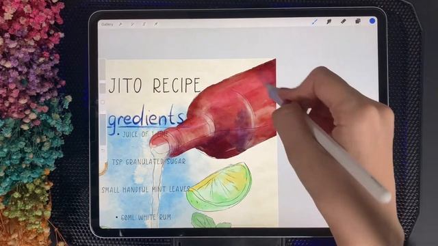 How to create watercolor cocktail recipe in Procreate - digital tutorial - free Skillshare class смотреть онлайн