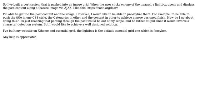 Wordpress: Pre-styling post content to display in lightbox смотреть онлайн