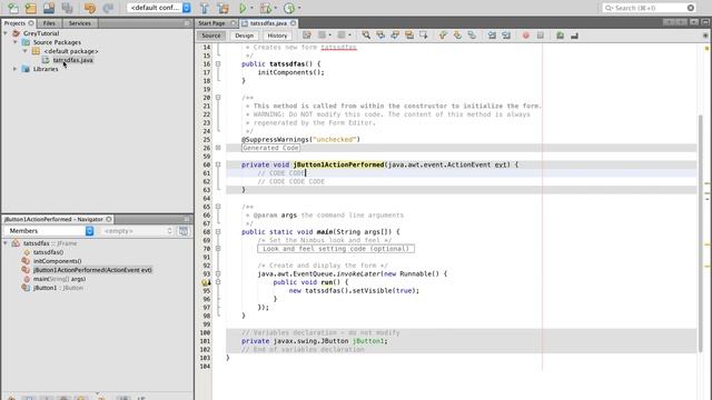 Editing NetBean GUI Generated Code (the grayed out code) смотреть онлайн