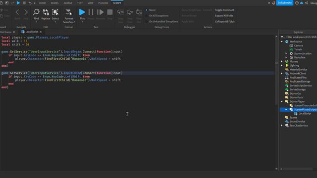 Как сделать быстрый бег на кнопку Shift в Roblox Studio смотреть онлайн