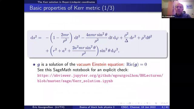 Black hole physics | Lecture 2 | Eric Gourgoulhon | School on BHs and GWs | CSGC IITM смотреть онлайн