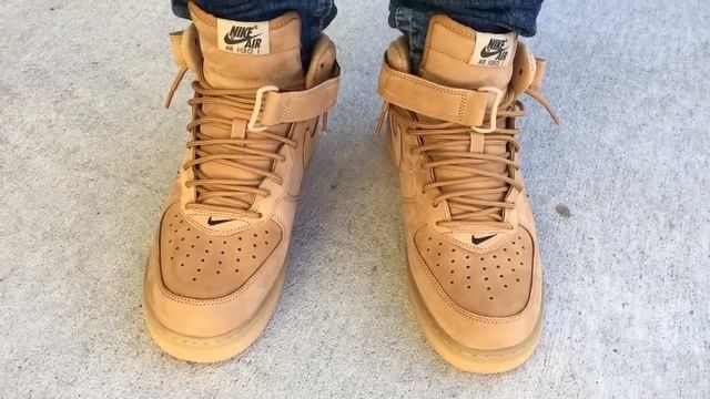 Nike Air Force 1 Mid "Wheat" "Flax" on feet смотреть онлайн