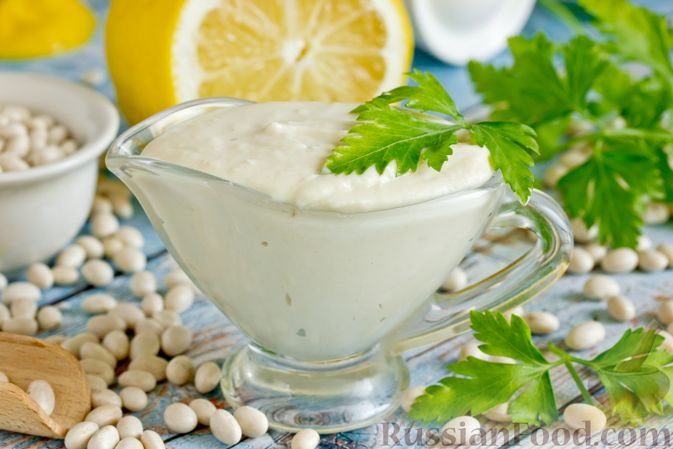 "Худой" соус.
ПОСТНЫЙ МАЙОНЕЗ ИЗ БЕЛОЙ ФАСОЛИ