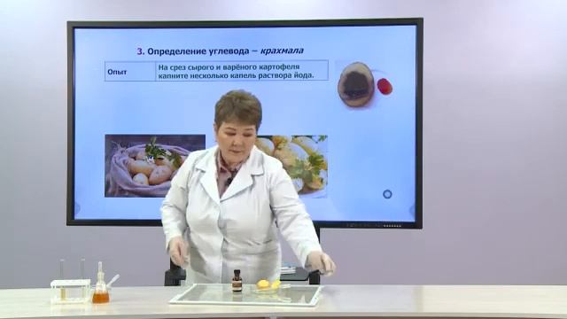 Химия. 7 класс. Определение питательных веществ в составе продуктов питания /13.04.2021/ смотреть онлайн