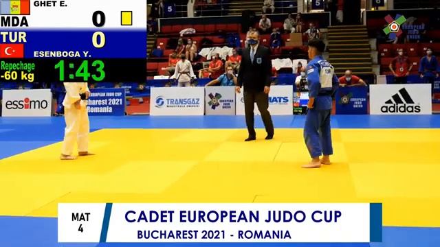60/33 GHET Eugen (MDA) - ESENBOGA Y (TUR) Cadet European Judo 2021 Cup Bucharest Romania. смотреть онлайн
