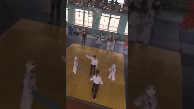 Тхэквондо спарринг белых поясов на мягких палках. смотреть онлайн