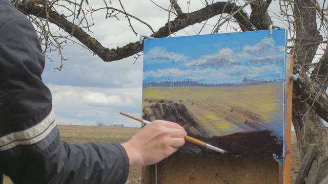 Пишем акрилом начало апреля (пленэр)! #Vitali oil painting смотреть онлайн