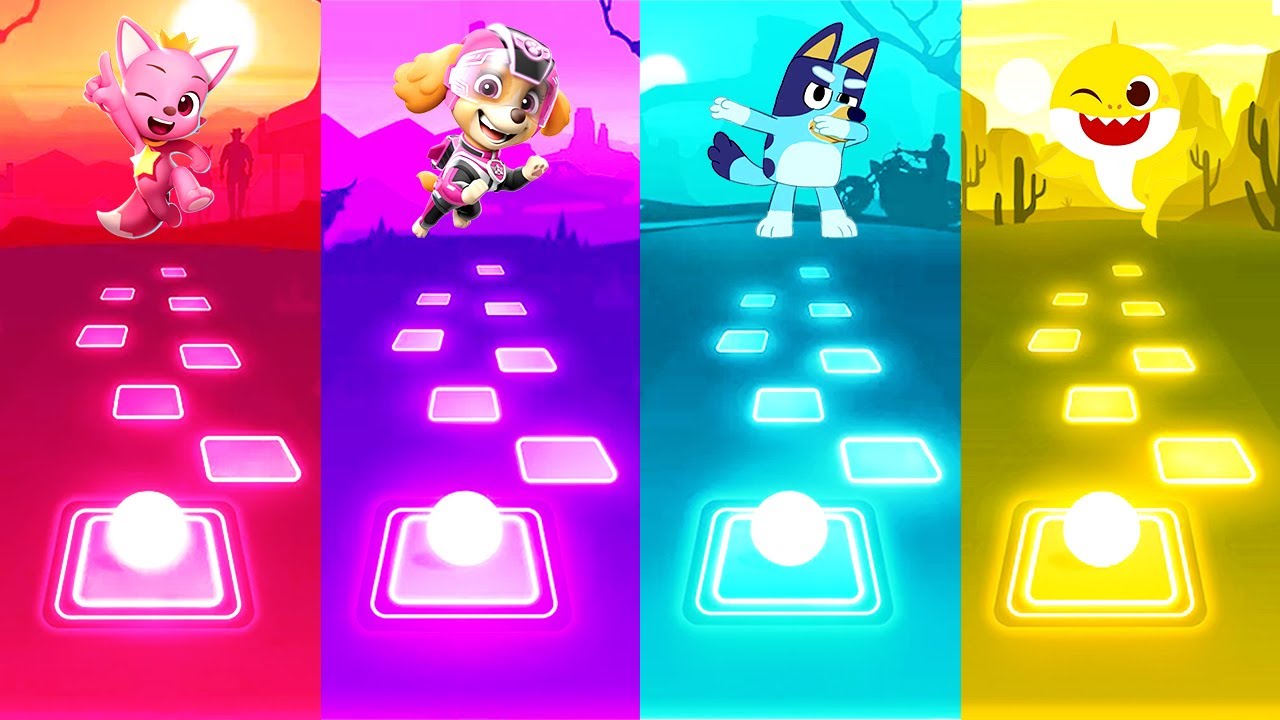 PINKFONG Vs PAW PATROL Vs BLUEY Vs BABY SHARK| Tileshop EDM Rush Gameplay