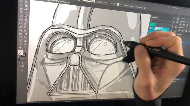 Drawing Darth Vader - Sketch in Photoshop & Vector in Illustrator - Illustration Process - Speed Ar смотреть онлайн