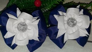 МК. Школьные бантики на заколке из репсовой ленты 4 см. своими руками.