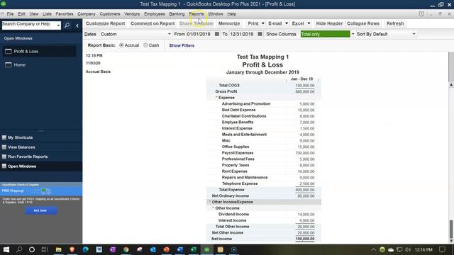 Tax Line Mapping Export Trial Balance to Excel 1225 QuickBooks Pro 2021 смотреть онлайн