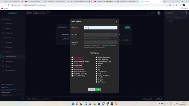 FiveM tx admin Admin geben смотреть онлайн