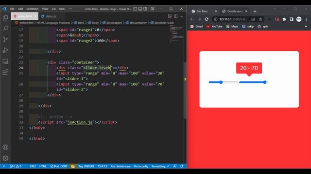Double input range slider html css and javascript смотреть онлайн