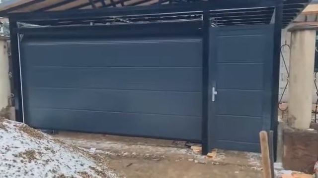 l-гофр рисунок. ворота с боковой дверью под навесом смотреть онлайн