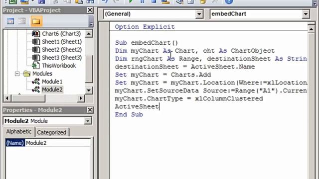 Embedding Chart in Worksheet using Excel VBA смотреть онлайн