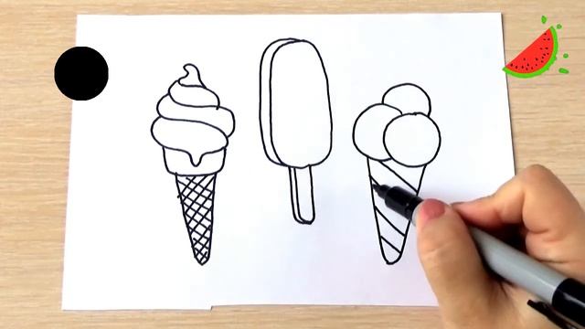 Как нарисовать МОРОЖЕНОЕ / Раскраски для малышей смотреть онлайн