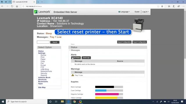 Lexmark Webpage Printer Reset смотреть онлайн