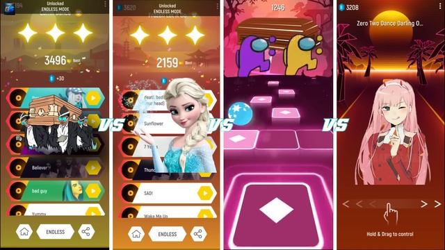 Coffin Dance VS Let It Go VS Among Us VS 2 Phut Hon - Tiles Hop смотреть онлайн