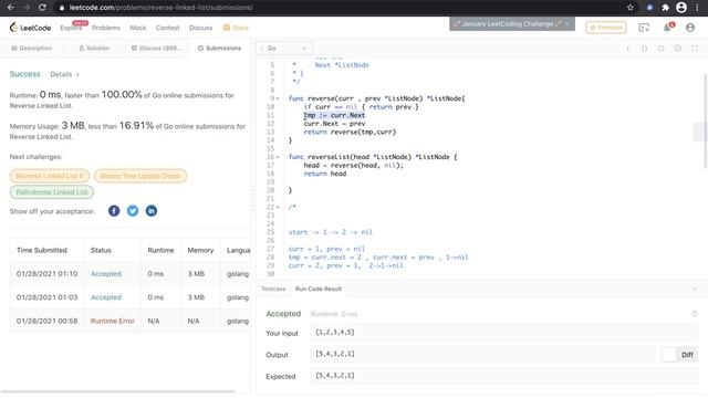 Cracking the coding interview in golang | 13 reverse a Linked List part1 смотреть онлайн