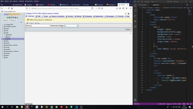 ПОДГОТОВИМ БАЗУ ДАННЫХ MySQL - Программируем чат на HTML, CSS, JavaScript, PHP, SQL смотреть онлайн