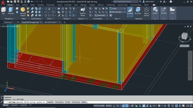 Hướng dẫn vẽ AutoCAD 3D Ngôi Nhà - Bài 2: Vẽ tường và đục lỗ cửa tầng 1 trong CAD 3D смотреть онлайн