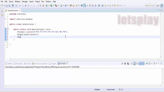 Video #28 - Java Tutorial - Java String Array Example - Array Sort смотреть онлайн
