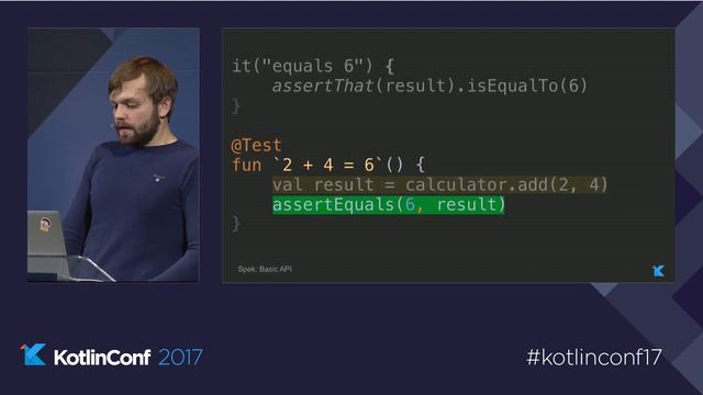 KotlinConf 2017 - Testing Kotlin at Scale: Spek by Artem Zinnatullin смотреть онлайн